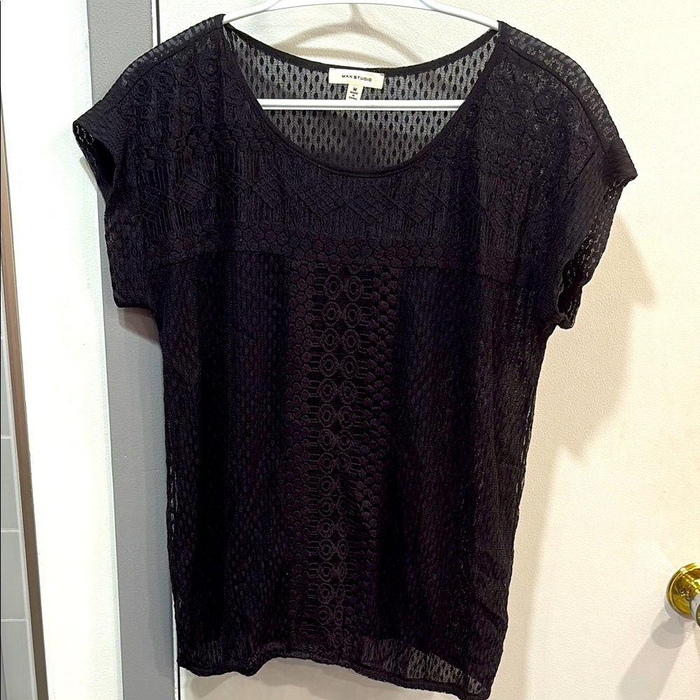 Max Studio Black Lace Blouse
